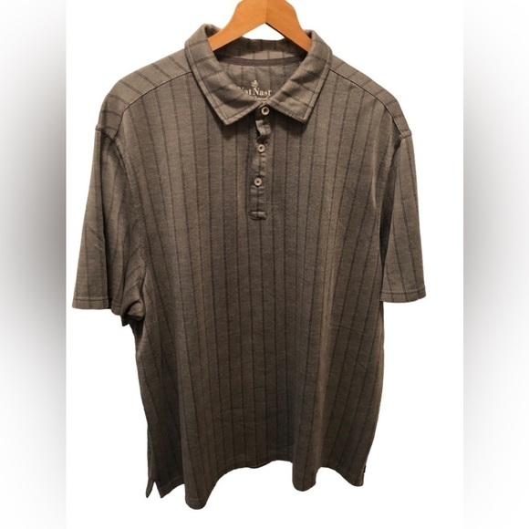 Nat Nast Luxury Originals SS Gray Striped Men's Polo Shirt Sz. XXL Collared - Picture 1 of 5